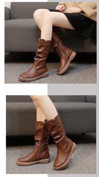 Thea | Waterproof Vegan Leather Boots with Zipper