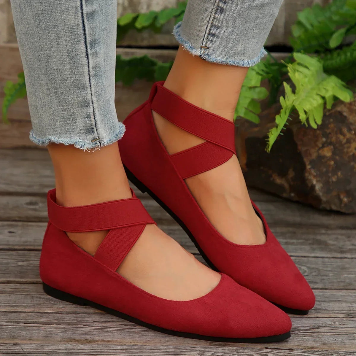 Seraphine | Red Flat Slip-On Loafers