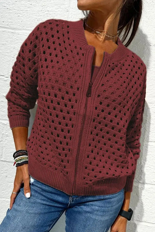 Scarletta | Zip Front Knitted Cardigan