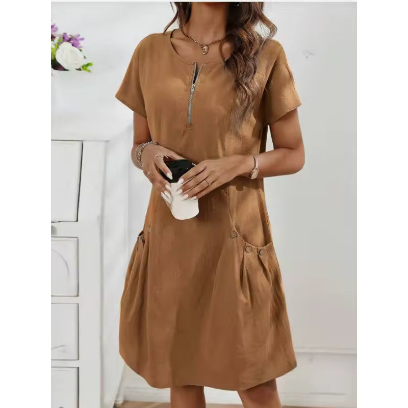 Talvenne | Zip Front Linen Dress