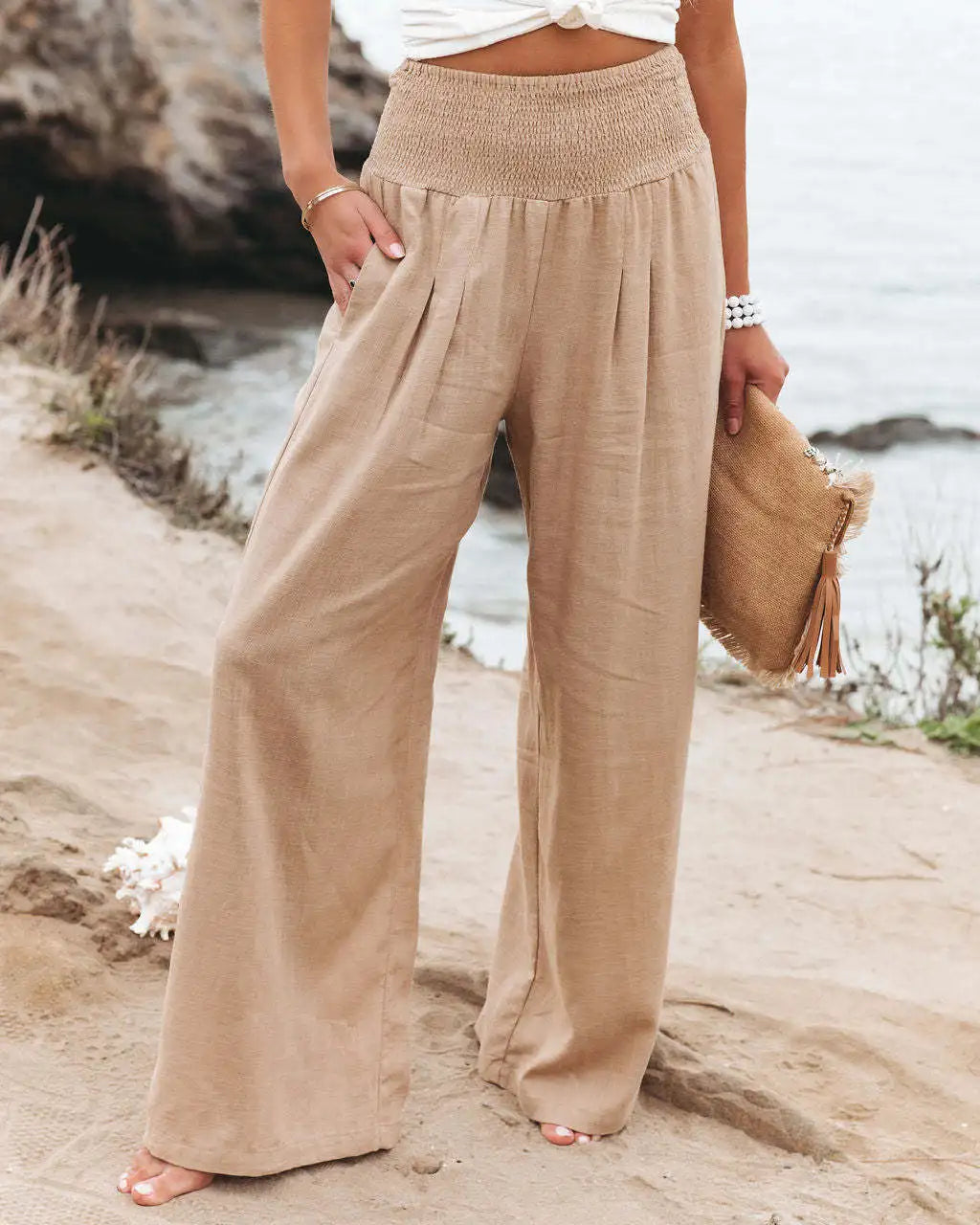 Farrow | Wide Leg Elastic Waist Pants