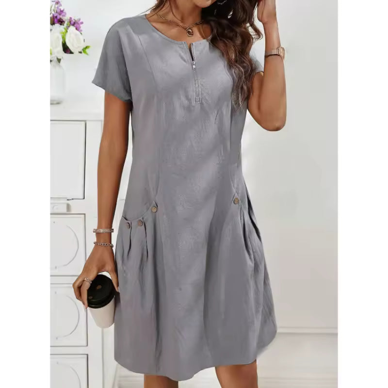 Grisandra | Zip Front Linen Dress