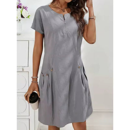 Grisandra | Zip Front Linen Dress