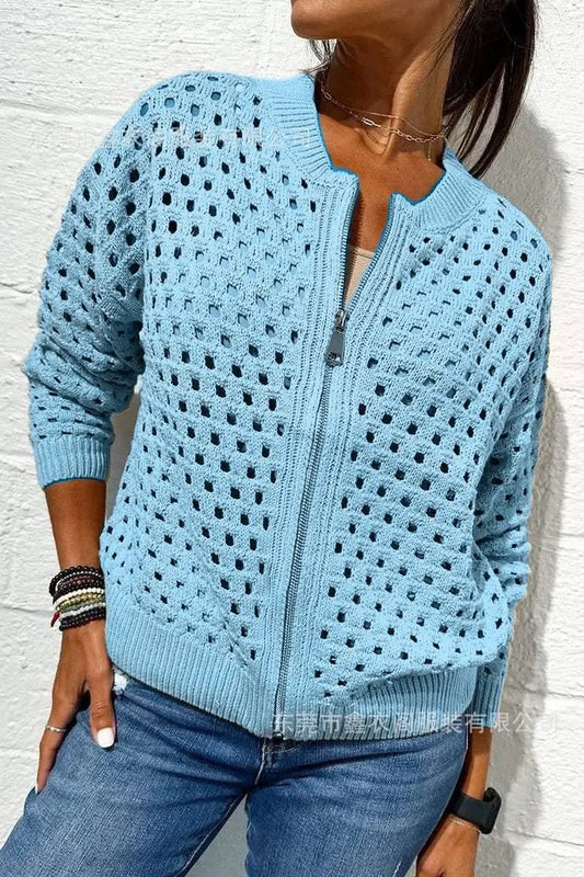 Skyverne | Zip Front Knitted Cardigan