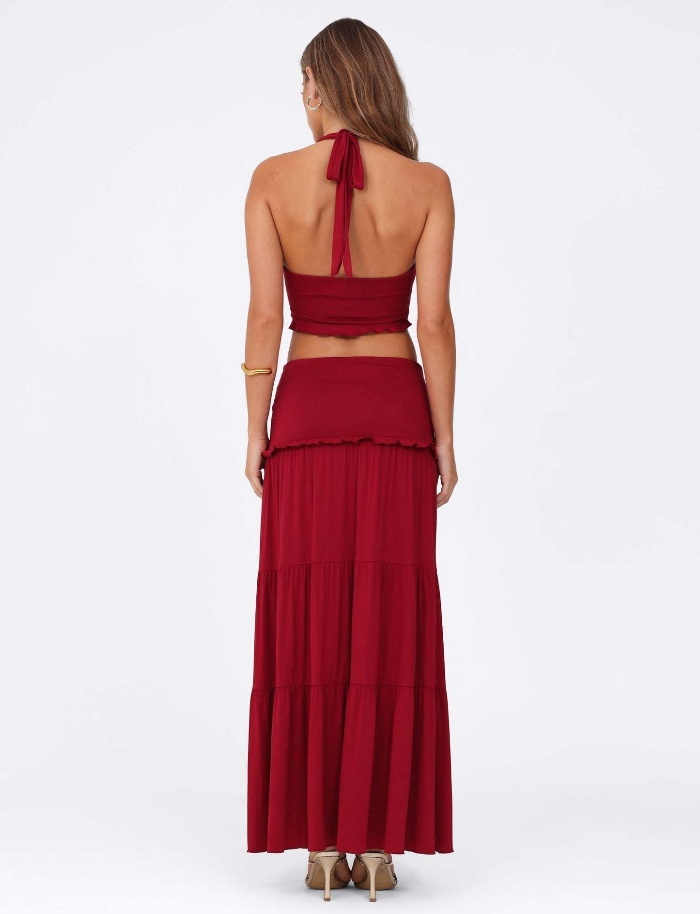 Serenity Chic | Ruched Ruffle Two-Piece Skirt Set