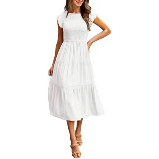 Kriselle | Elegant Flutter Sleeve Smoke Midi Dress