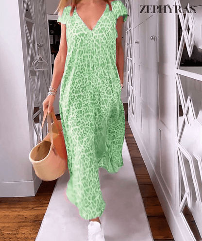 Zephyras | Women’s V-Neck Printed Summer Dress