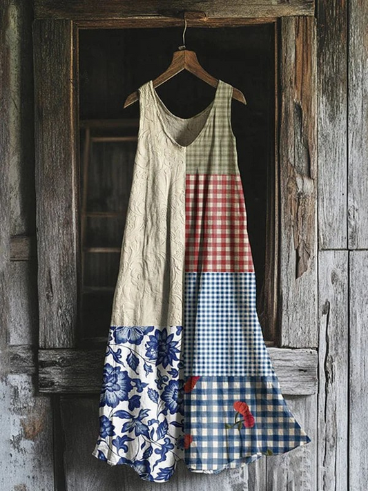 Jardaline | Vintage Patchwork Colour Block Art Tank Dress