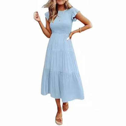 Kriselle | Elegant Flutter Sleeve Smoke Midi Dress