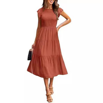 Kriselle | Elegant Flutter Sleeve Smoke Midi Dress