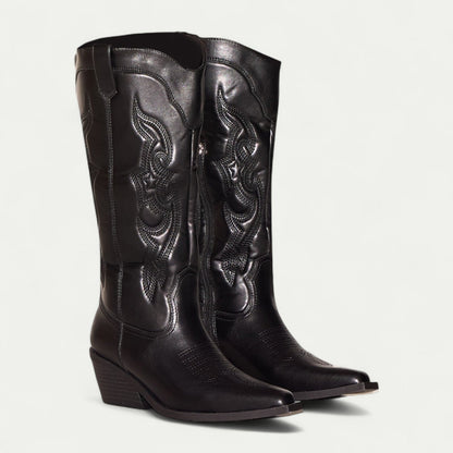 Mella | Western Calf High Pointed Toe Boots for Women