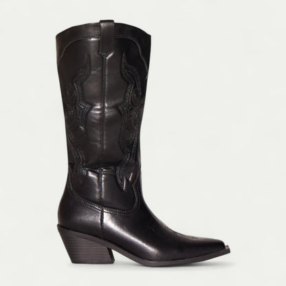 Mella | Western Calf High Pointed Toe Boots for Women
