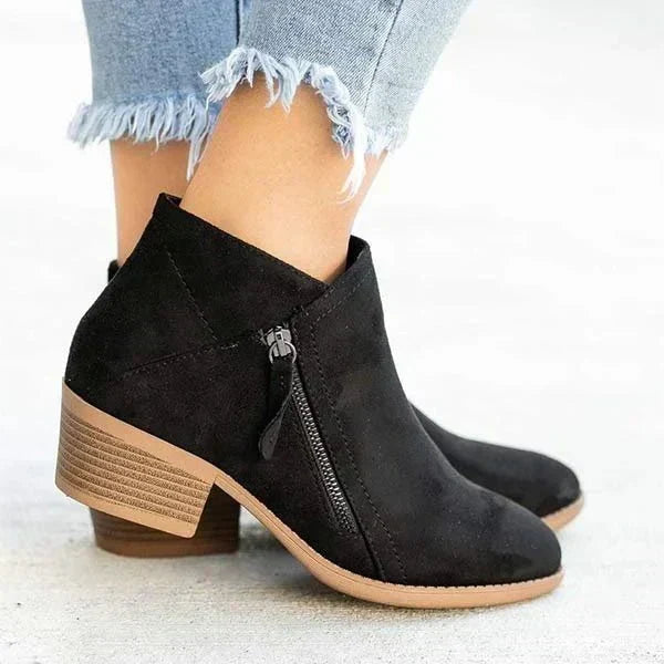 Mona | Women’s Ankle Boots | Side-Zip Design with Low Heel