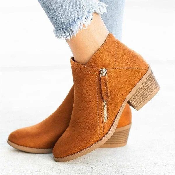 Mona | Women’s Ankle Boots | Side-Zip Design with Low Heel