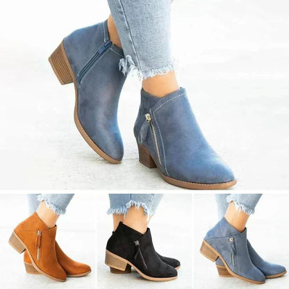 Mona | Women’s Ankle Boots | Side-Zip Design with Low Heel