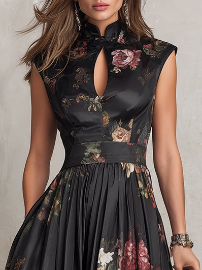 Solenne | Pleated Satin Midi Dress