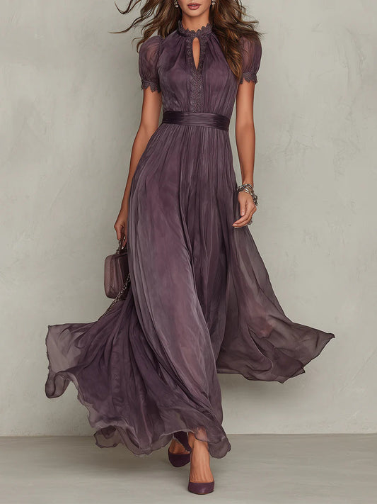 Violetta | Violet Slit-Neck Maxi Dress
