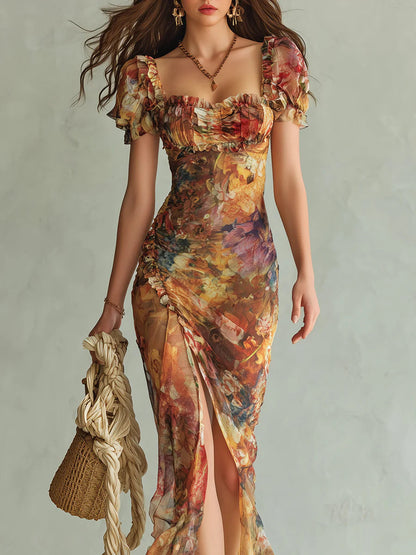 Amberessa | Orange Boho Print Maxi