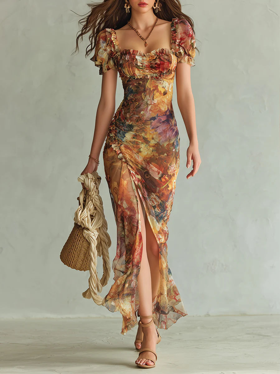 Amberessa | Orange Boho Print Maxi