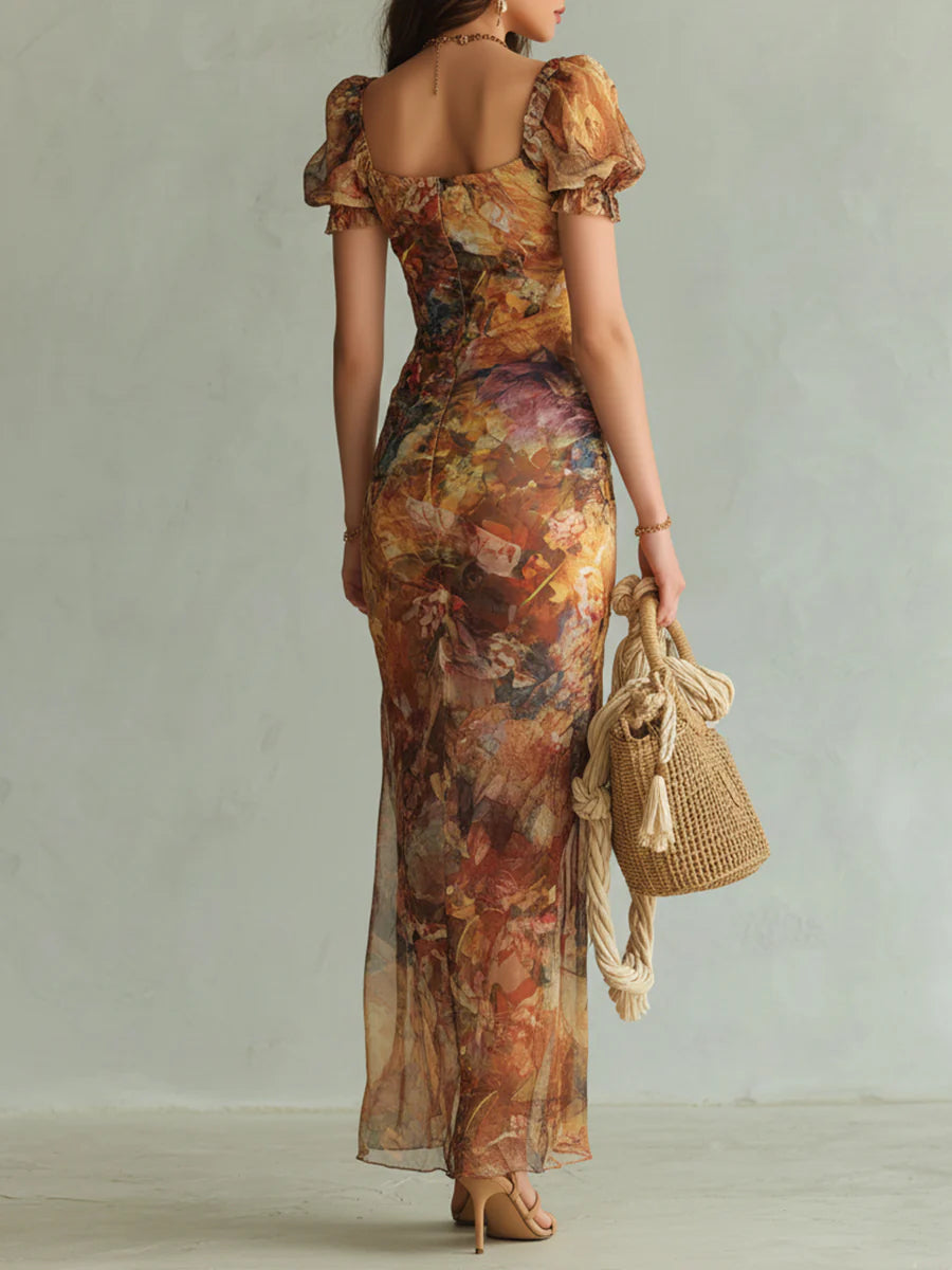 Amberessa | Orange Boho Print Maxi