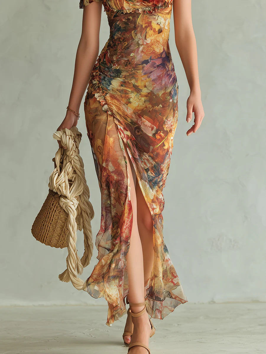 Amberessa | Orange Boho Print Maxi