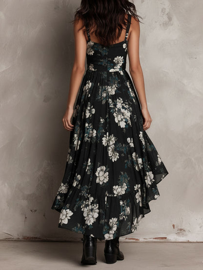 Nightbloom | Black Boho Floral Maxi