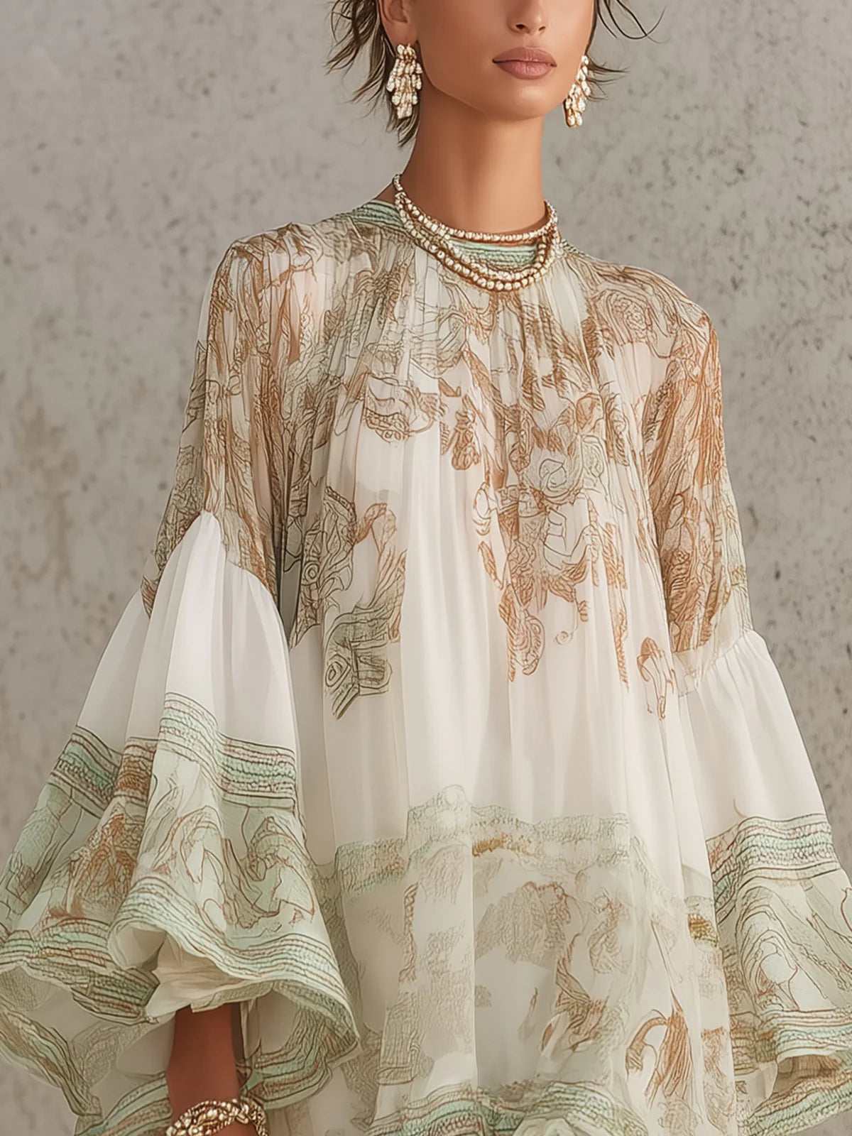 Ferngale | Striped Green Chiffon Dress