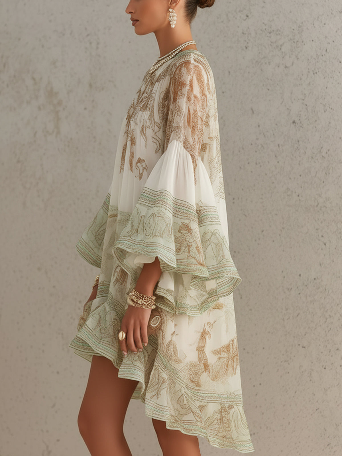 Ferngale | Striped Green Chiffon Dress