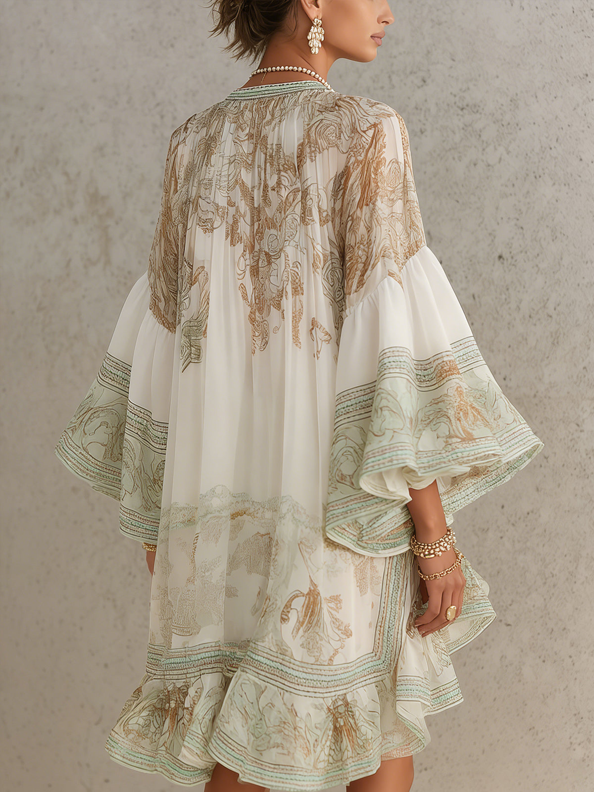 Ferngale | Striped Green Chiffon Dress