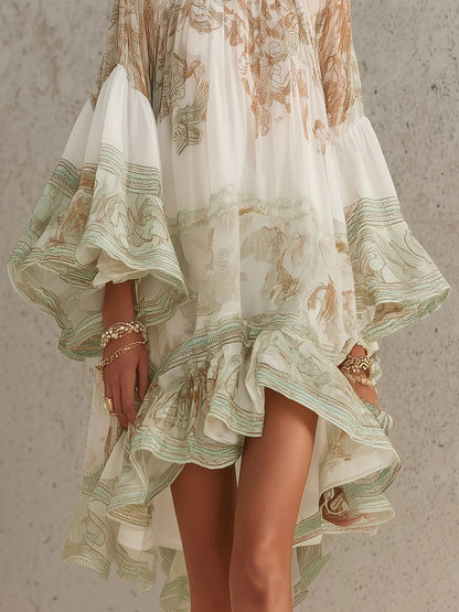 Ferngale | Striped Green Chiffon Dress