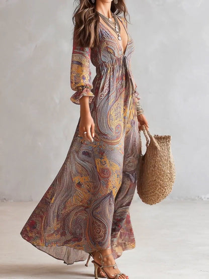 Paislette | Paisley Print Chiffon Maxi
