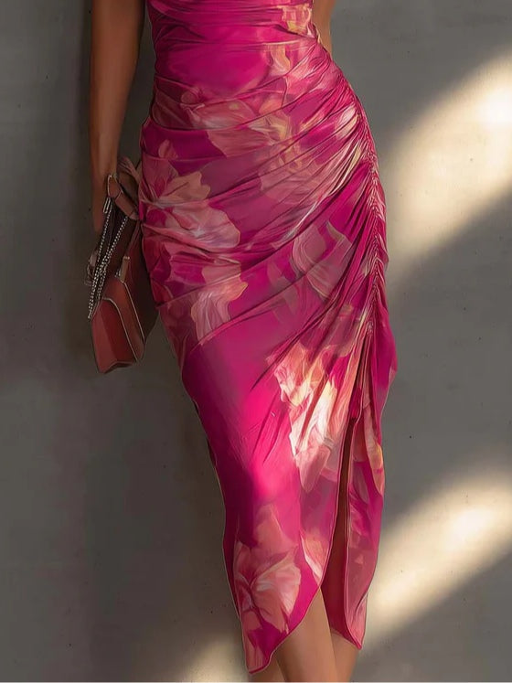 Fuscienne | Fuchsia Floral Bodycon Dress