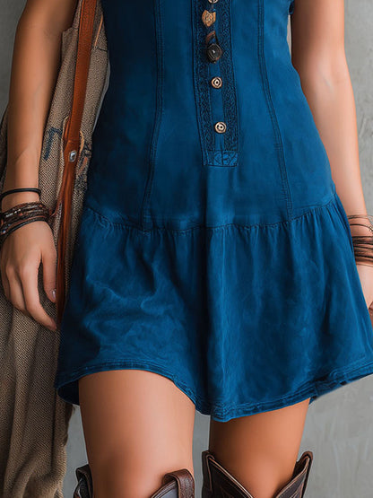 Indigelle | Indigo Boho Button Dress