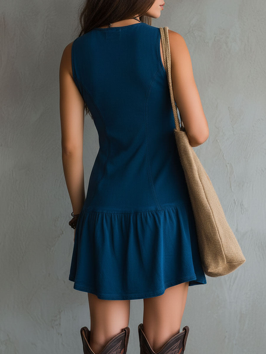 Indigelle | Indigo Boho Button Dress