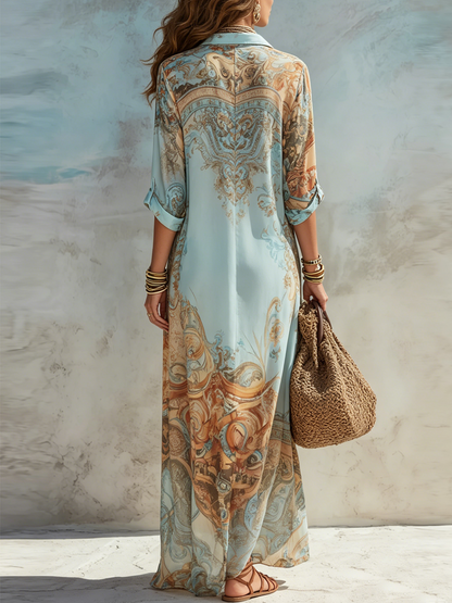 Azurelle | Blue Floral Maxi Dress
