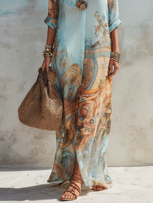 Azurelle | Blue Floral Maxi Dress