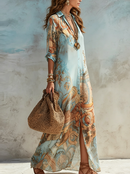 Azurelle | Blue Floral Maxi Dress