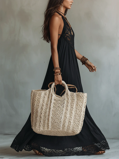 Ebonelle | Black Boho Lace Dress