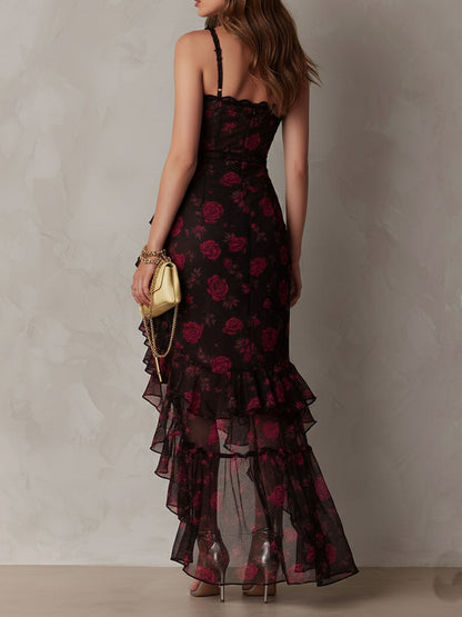 Marisole | Black & Red Floral Dress