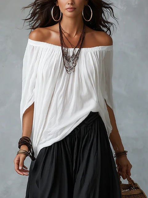 Ivorette | White Off-Shoulder Pants Set