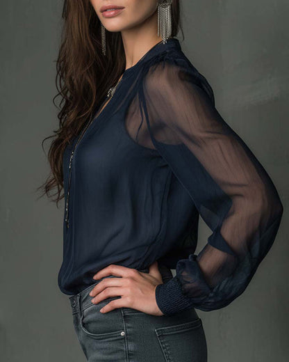 Helen | Half-Zip Knit Blouse
