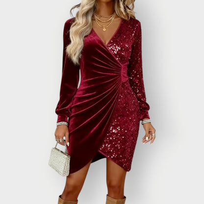 Vaeluna | Velvet & Sequin Asymmetrical Party Dress