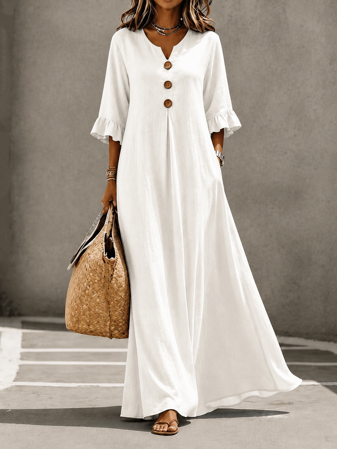Ivorette | Linen Casual Maxi Dress