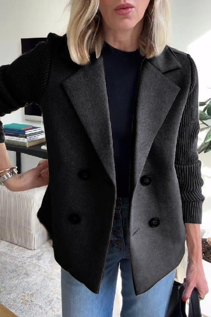 Lenora™ Elegant Knit-Sleeve Blazer