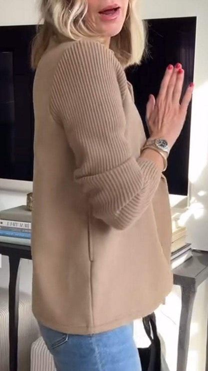 Lenora™ Elegant Knit-Sleeve Blazer