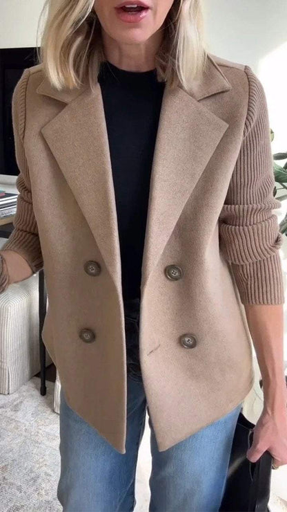 Lenora™ Elegant Knit-Sleeve Blazer