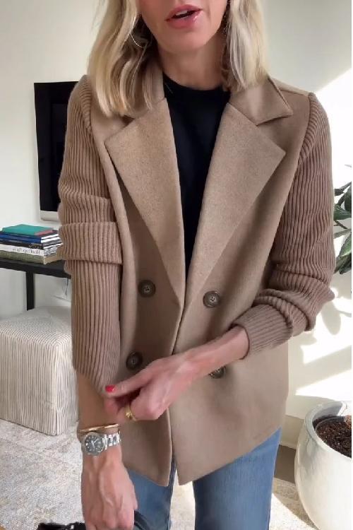 Lenora™ Elegant Knit-Sleeve Blazer