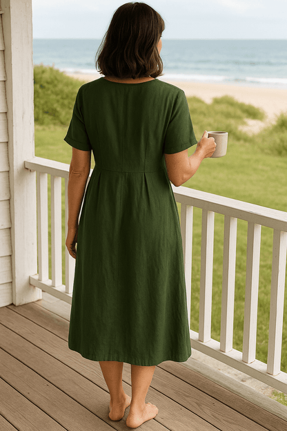 Anna | Everyday Comfort Cotton–Linen Midi Dress (AU 10–24) - Alira - Boutique