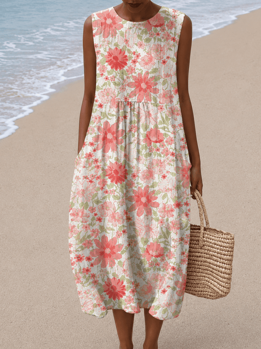 Anna - Women’s Sleeveless Relaxed Fit Midi Dress - Alira - Boutique