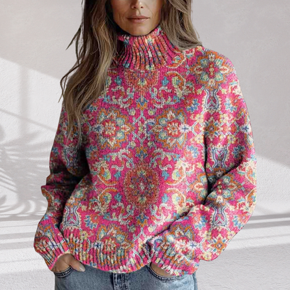 Florence | Floral Knit Turtleneck
